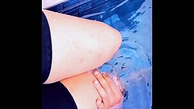 Swimming Pool එකේ ආතල් එක .. කටට දුන්නා සැපටම.. Cum ඉන් Mouth ,outdoor Fun Romantic Sexy Couple....