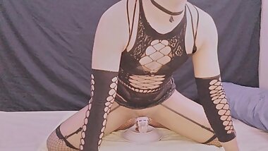 Sissy Crossdresser Enjoys Chastity & Dildo in Lonely Time alone