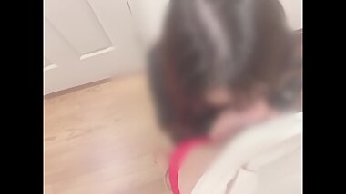 My Beautiful Black Haired Girlfriend gives me a Blowjob in the Hallway of my Apartment