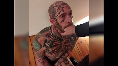 PERVERT Media - Inkedbrln Gets his Fag Throat with Huge Dildo!