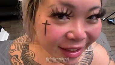 DRIPDROP Asian Jade Lu is Wondering if she has Cum on her Face!!