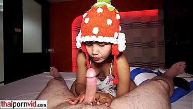 Petite amateur Thai teen Lily Koh satisfying her european clients hard cock