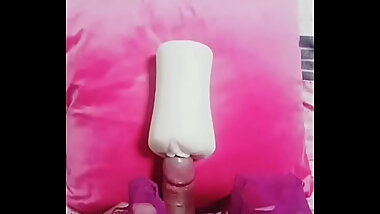 Chubby CD masturbate with onahole